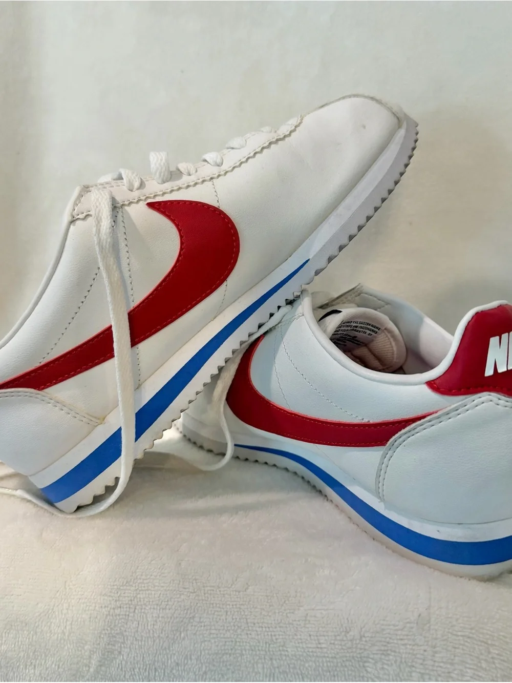 Nike White Red Blue Classic Cortez-Style Athletic Shoes - Forest Gump